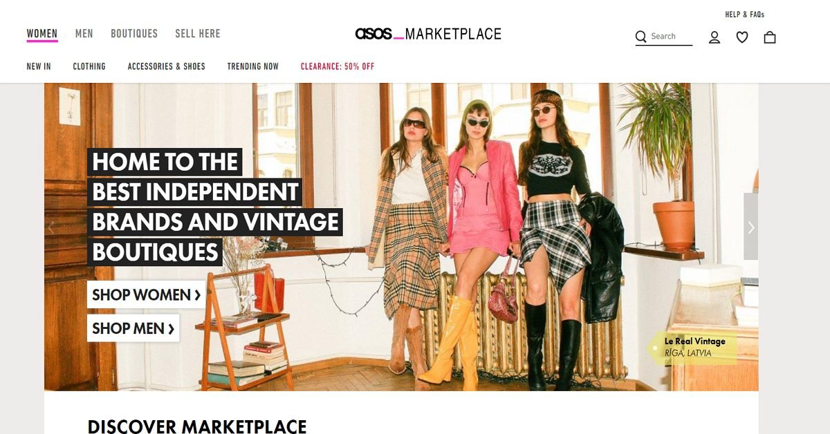 ASOS Marketplace Página de inicio del mercado de ASOS