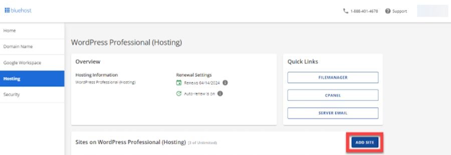 bluehost add site bluehost add site