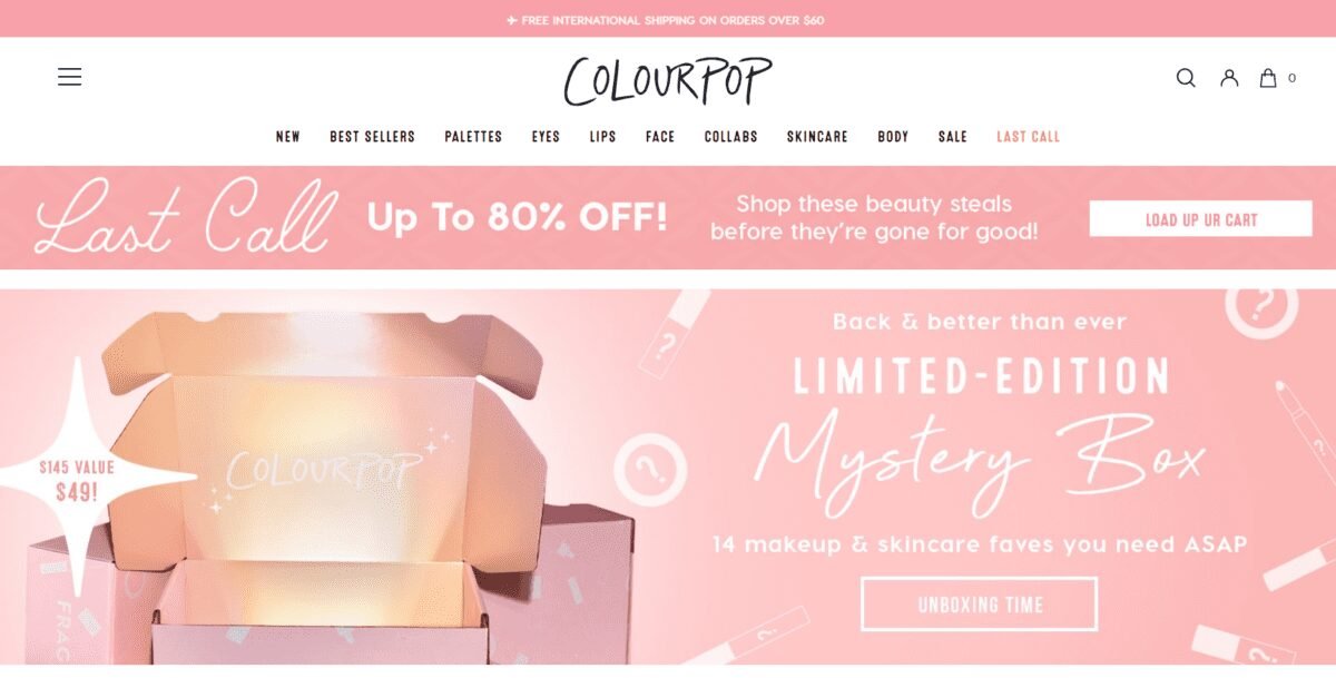 colourpop.com Screenshot Colour Pop Homepage