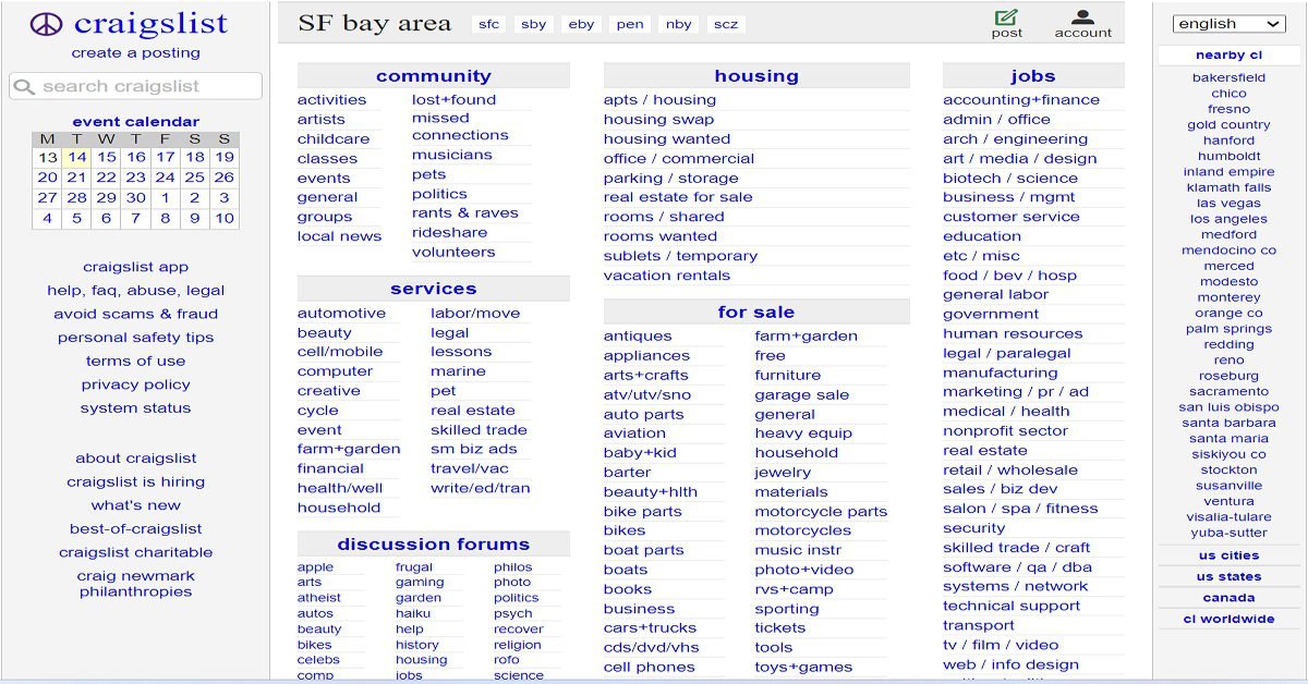 craiglist Página de inicio de Craigslist