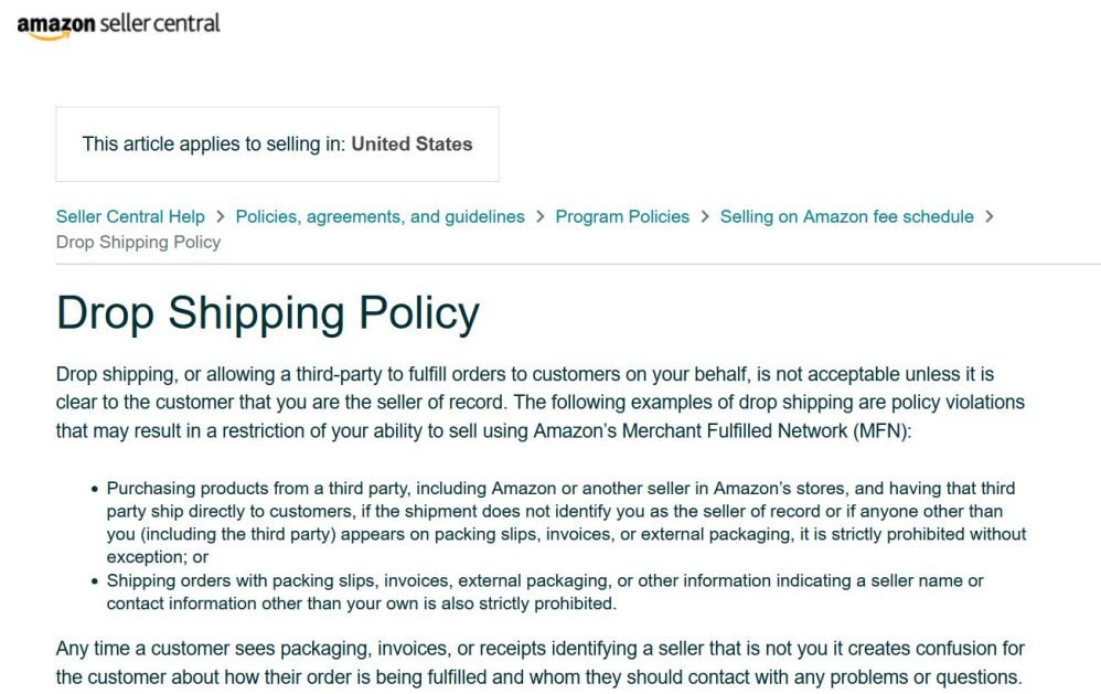 Drop Shipping Policy Amazon Seller Central 1 Drop Shipping Policy Amazon Seller Central 1