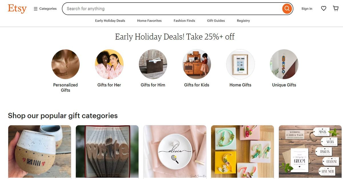Etsy Página de inicio de Etsy