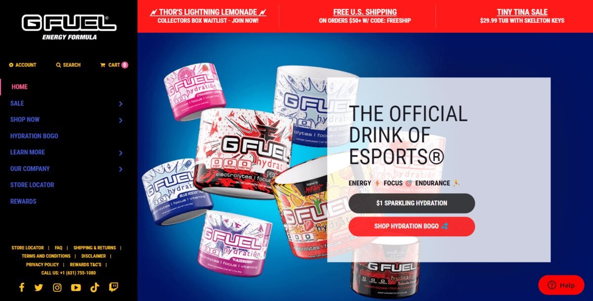 gfuel.com Screenshot GFuel Homepage