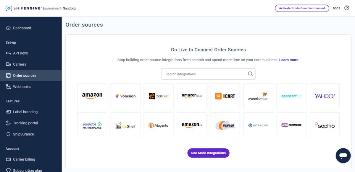 image ShipEngine Connect Order Sources