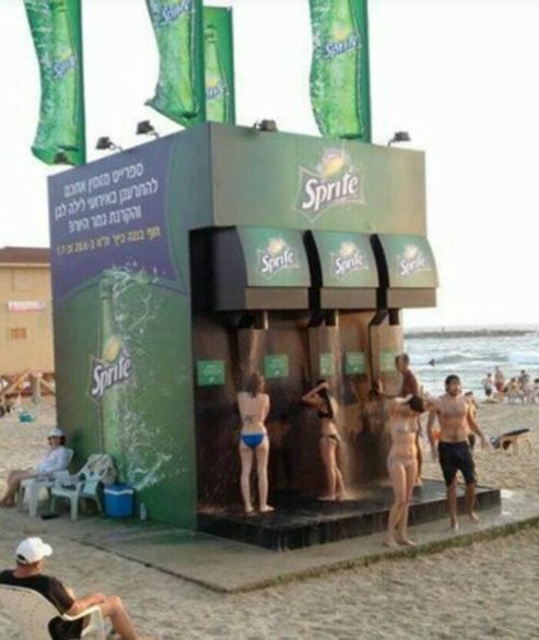sprite pop up shower Sprite soda fountain event