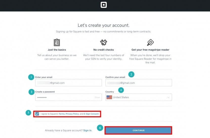 image Step One: Create Your Square Account