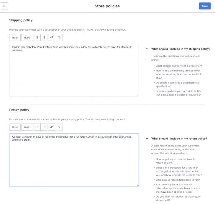 image 10 store policies