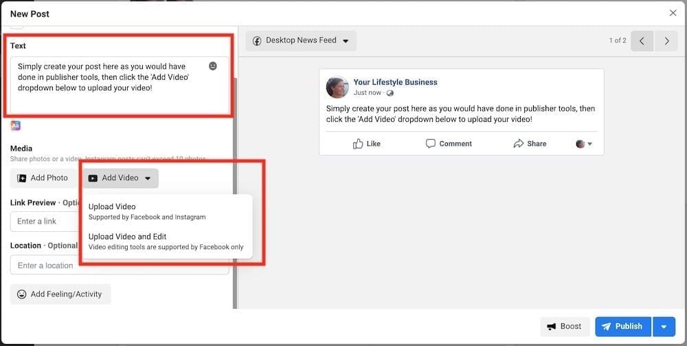 image 13 2. Add the text part of your post as you would with publishing tools.