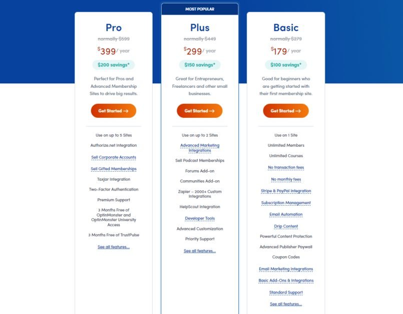 image 2 Memberpress pricing page
