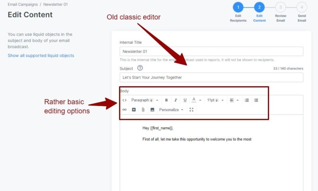 image 3 Editing Email Content