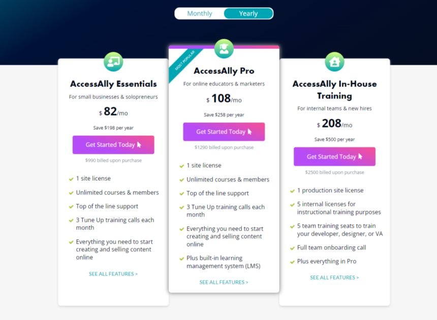 image 5 AccessAlly Pricing Page