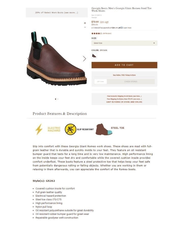 img 5eff6f12a270e Screenshot of Boot Barn's product description of Georgia Boots Men's work shoes