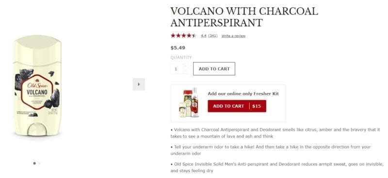img 5eff6f13aa58c Screenshot of product description for Old Spice's volcano with charcoal antiperspirant.