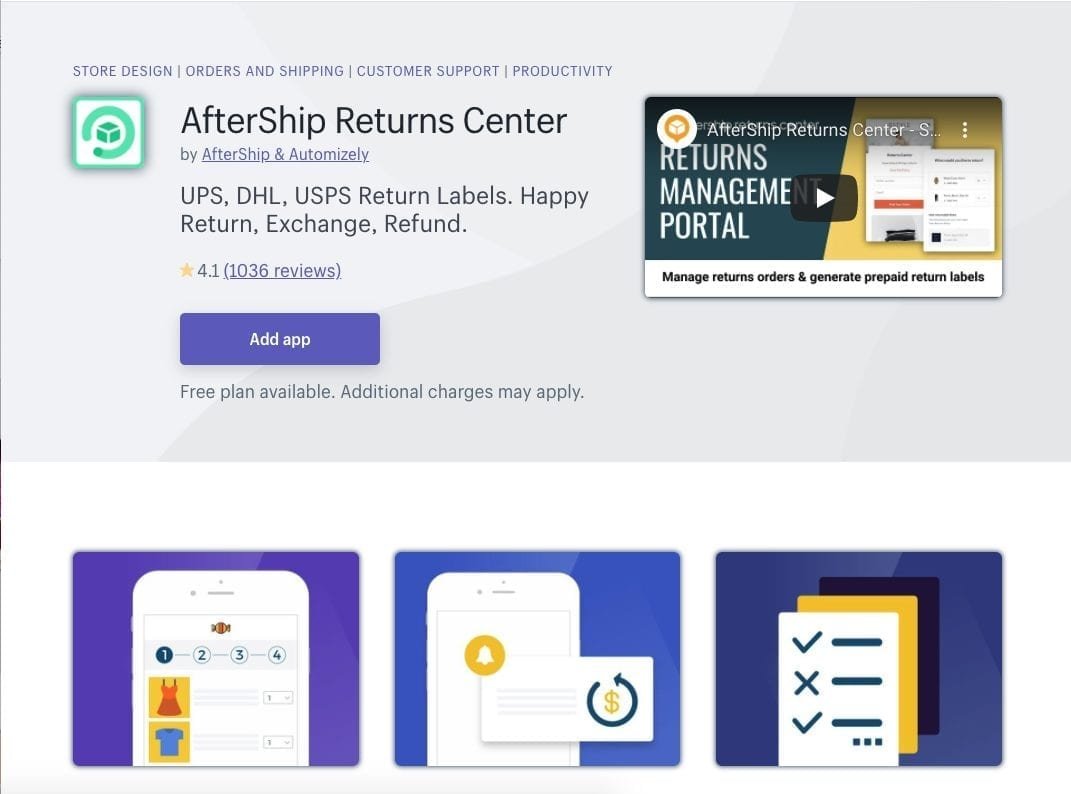 img 6061e2731e432 Aftership Returns Center Shopify app
