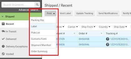 ShipStation Print Labels Shipments Tab ShipStation Print Labels Shipments Tab