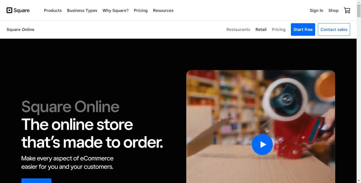 squareup.com us en online storeScreenshot Square Online Store Homepage