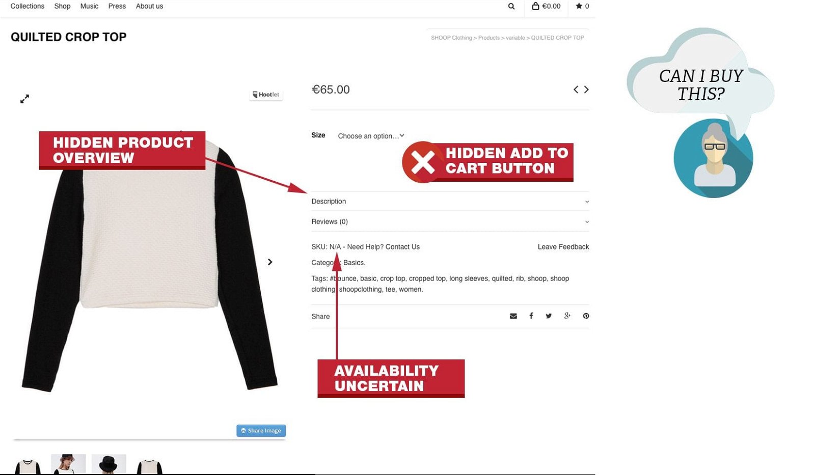 UX Best Practices Poor Product Information Why Hide The Most Important Button?