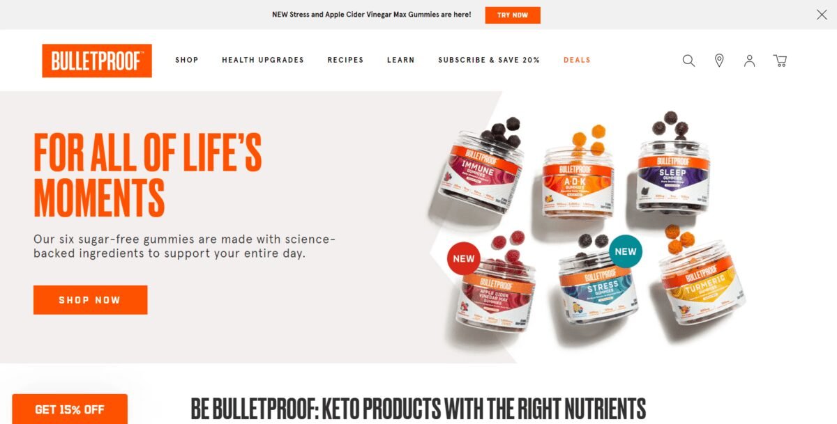 www.bulletproof.com Screenshot Bulletproof Coffee Homepage