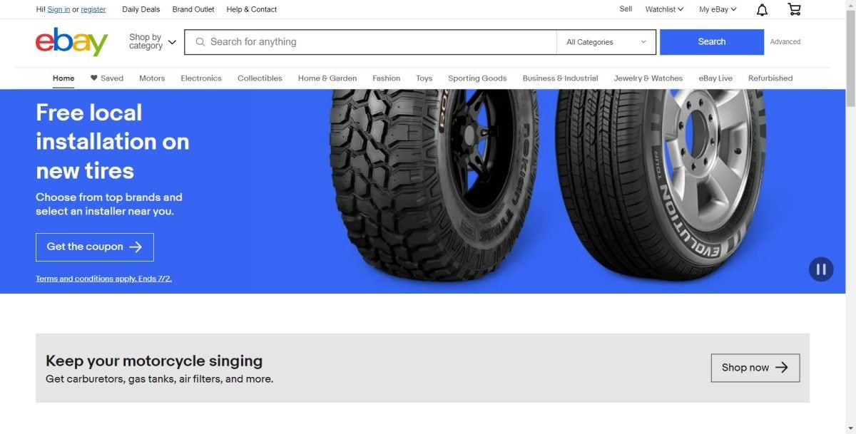 www.ebay .com Screenshot Ebay Homepage