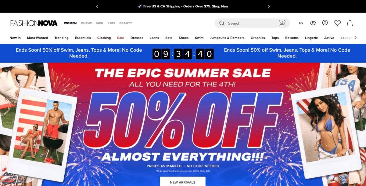 www.fashionnova.com Screenshot Fashion Nova Homepage