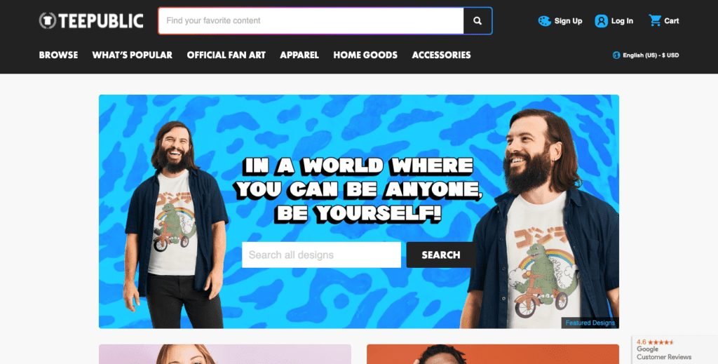 www.teepublic.com Screenshot 1024x519 1 TeePublic Review: TeePublic Homepage