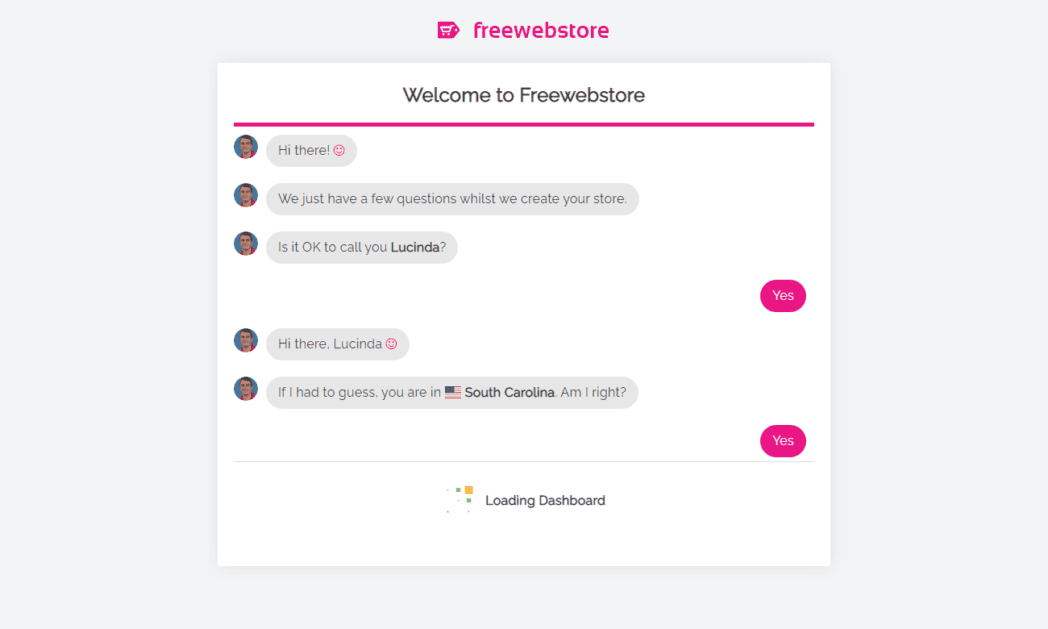 admin.freewebstore.com account welcomev2Screenshot 1 Freewebstore onboarding