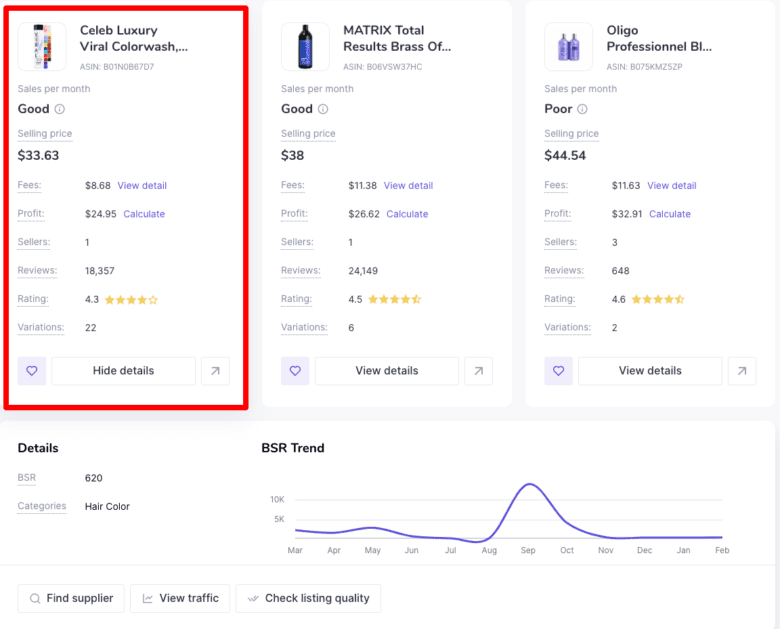 Amazon Product Research Blue Shampoo Sellzone Product Research Results