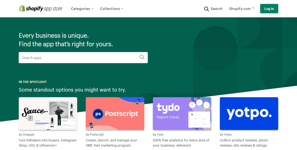 apps.shopify.com Screenshot set up shopify apps