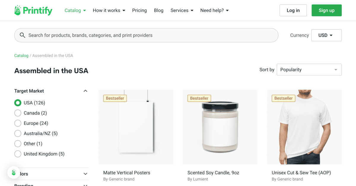 Assembled in the USA products Printify Printify USA Products