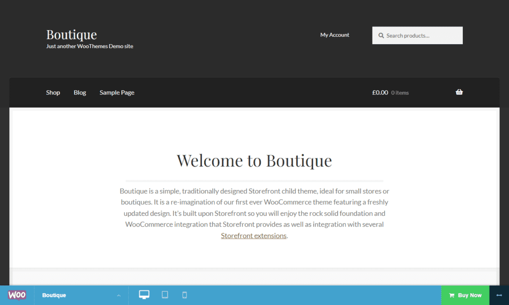 boutique woocommerceScreenshot Boutique WooCommerce Theme