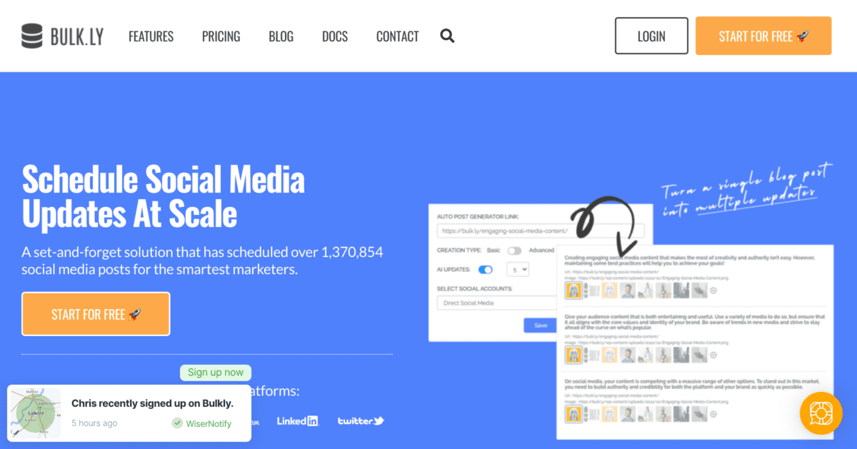 Bulkly Bulk Social Media Automation for Your Social Accounts Home Page Bulk.ly