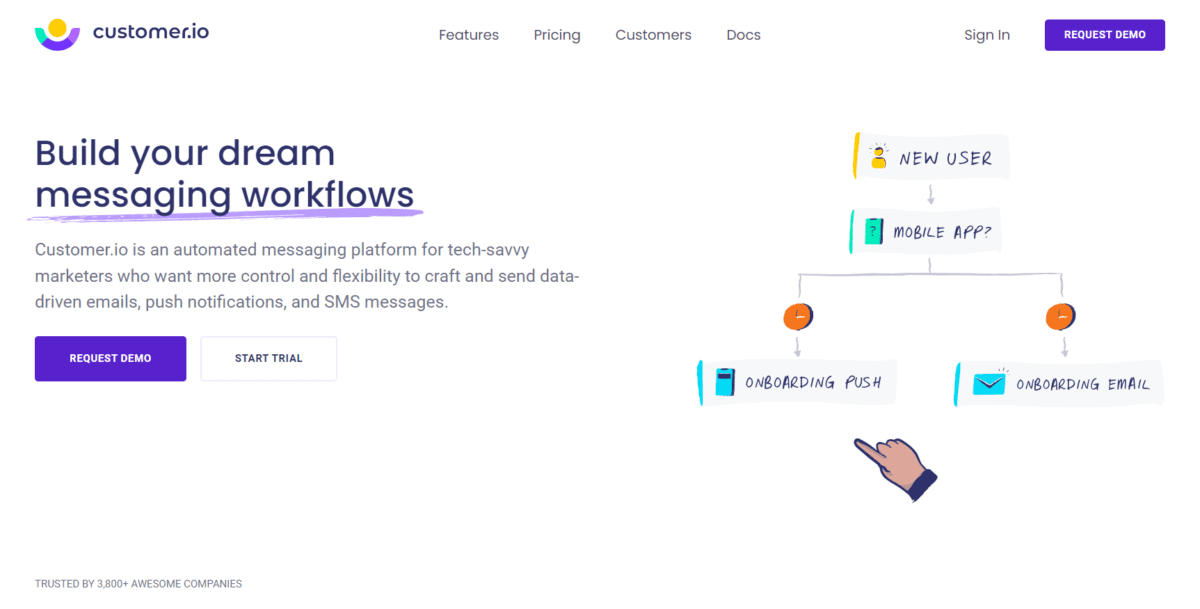 customer.io Screenshot Customer.io Homepage