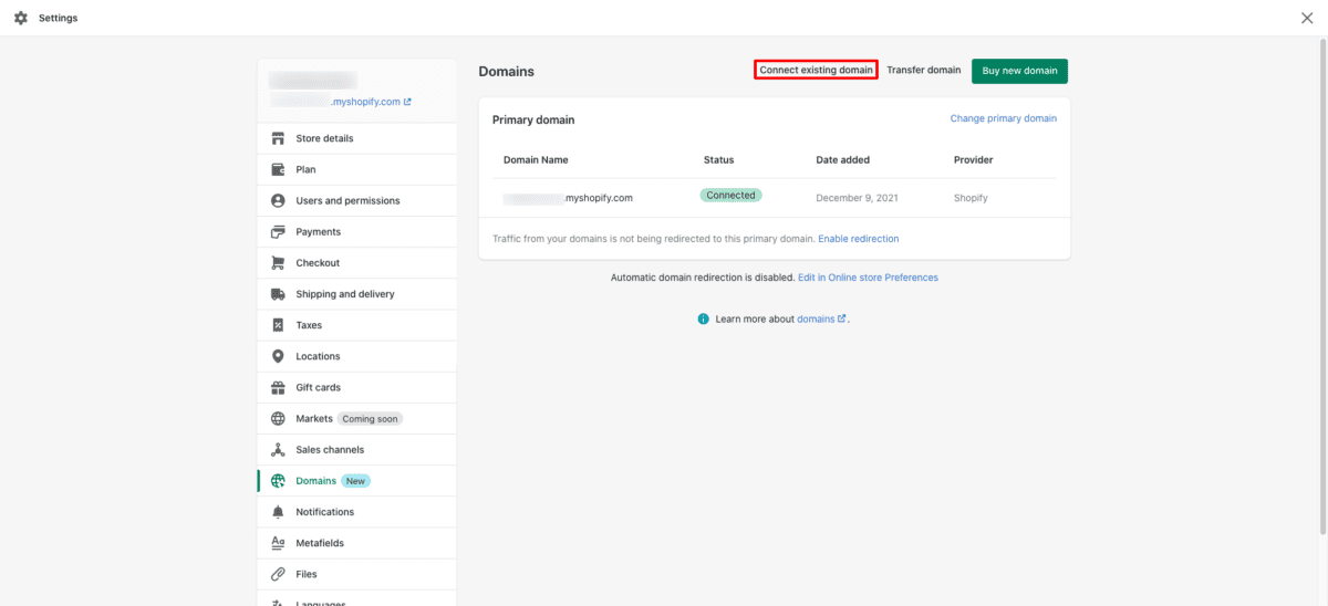 Domains Shopify Connect Domain to Shopify