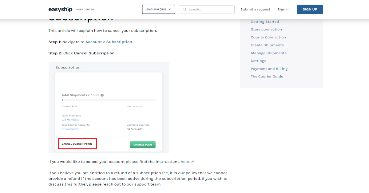 Easyship Refund policy Easyship Refund Policy