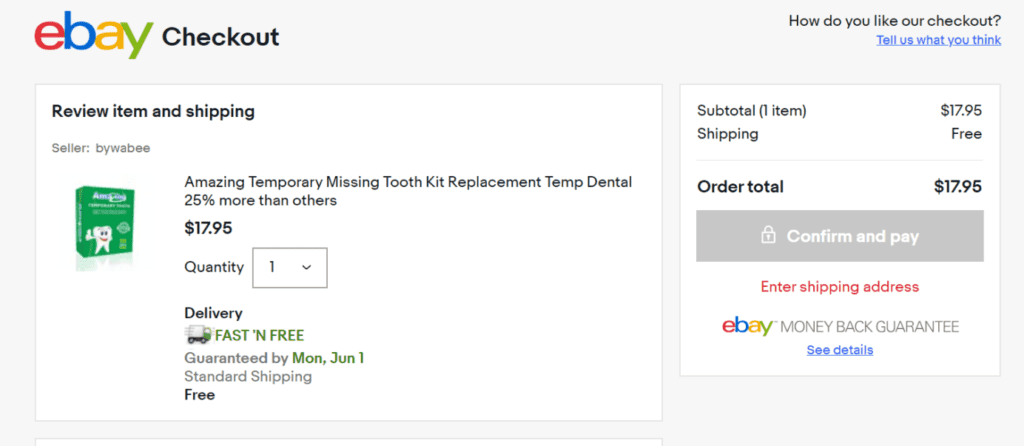 eBay Deliverr eBay checkout page