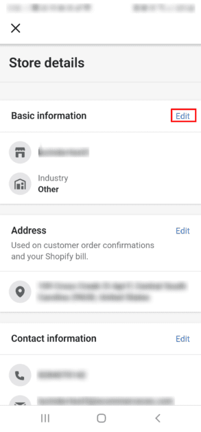 Edit Store Information Shopify Android Mobile App Change Store Details Shopify Android Mobile App