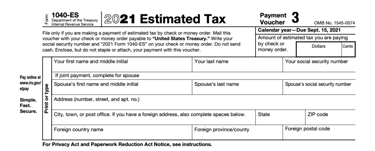 estimate taxes estimated tax form
