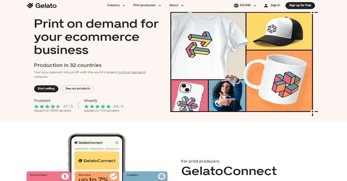 Gelato Homepage Overview Gelato Homepage Overview