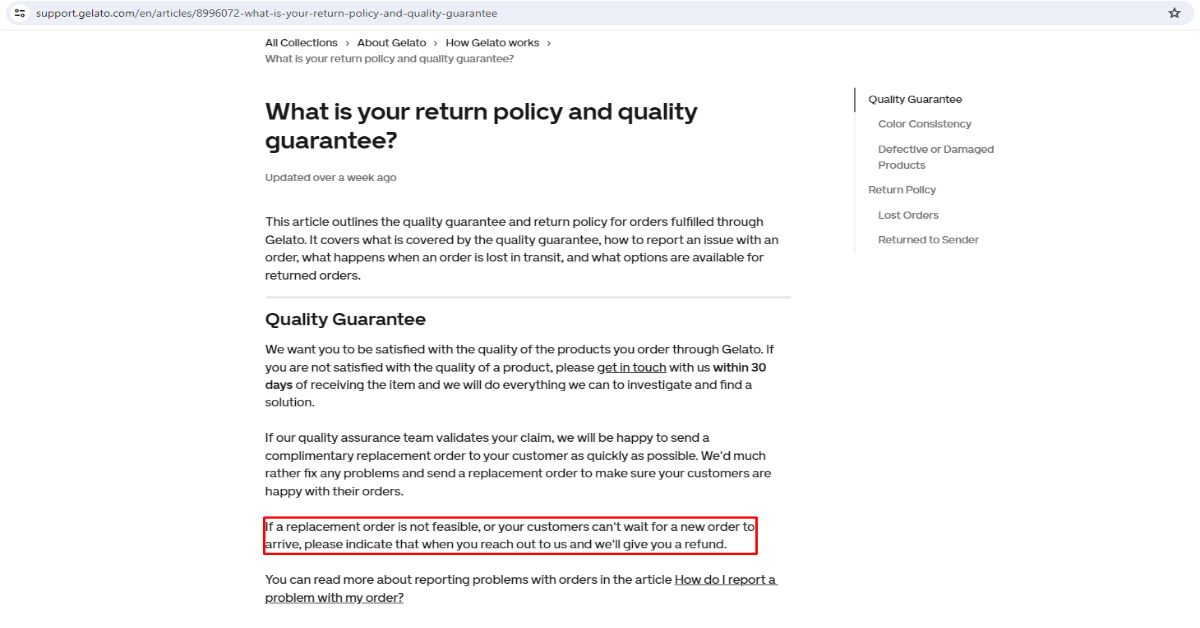 Gelato refund policy Gelato refund policy