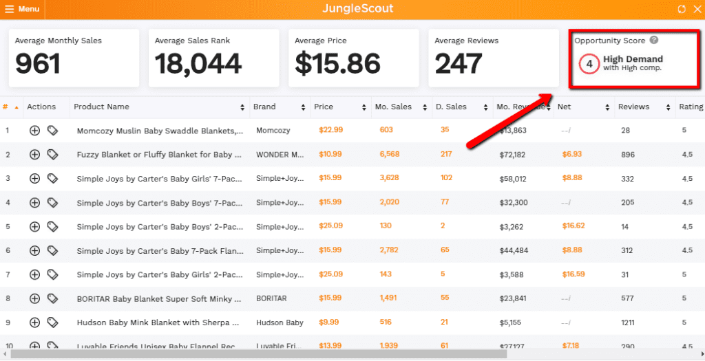 image Researching products on JungleScout
