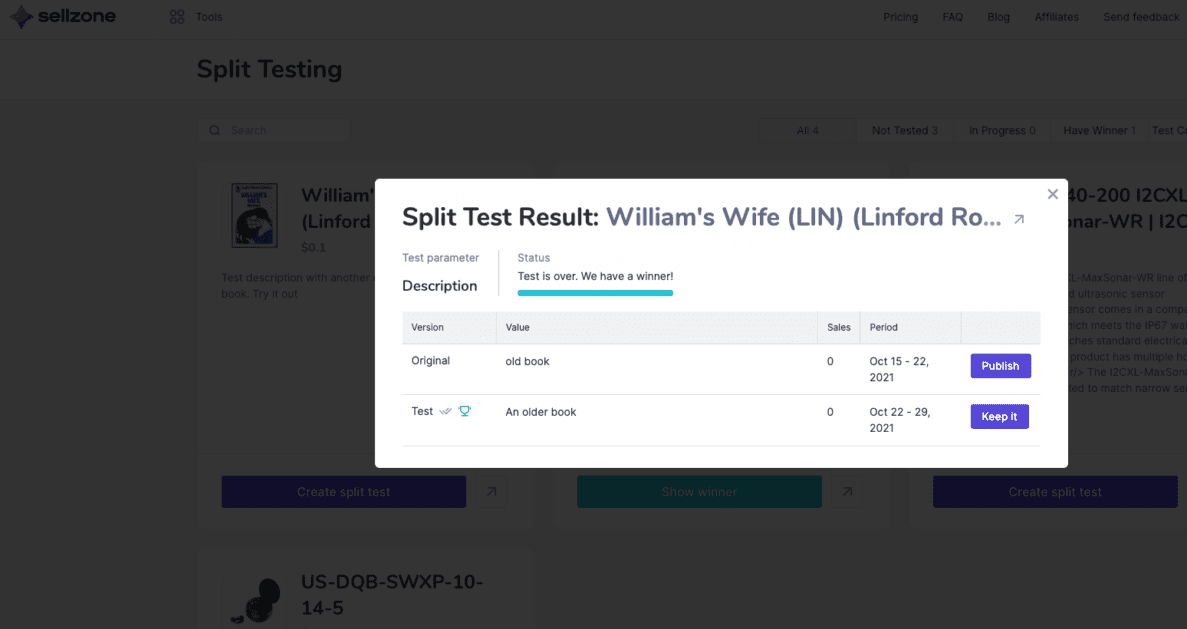 image 29 Sellzone Split Test Result