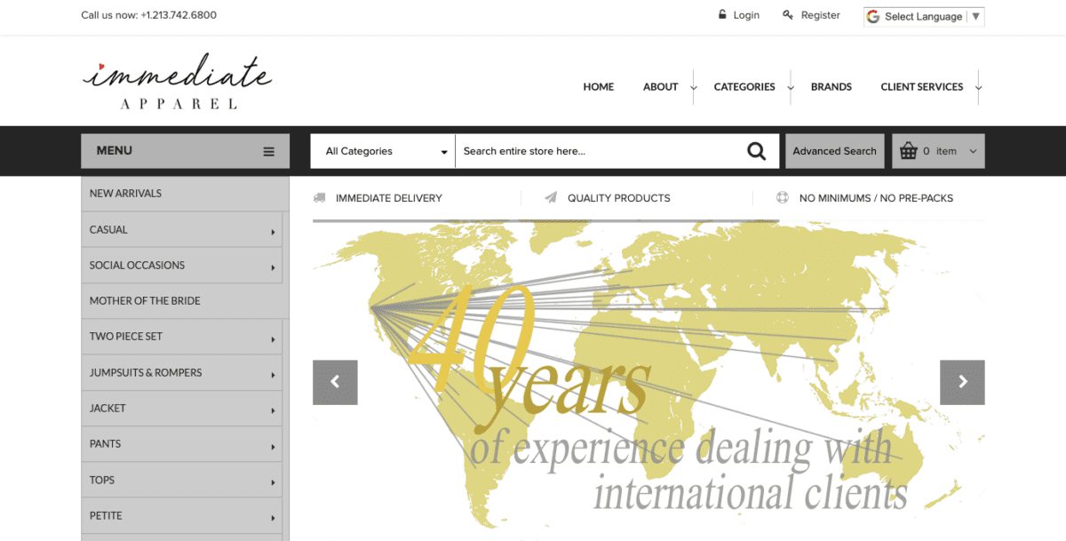 immediateapparel.com Screenshot Immediate Apparel