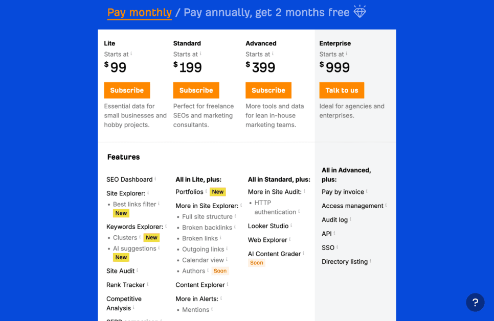 Plans Pricing Ahrefs Plans & Pricing - Ahrefs