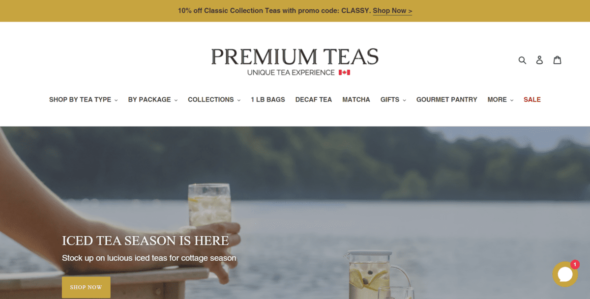 premiumteas.ca Screenshot Premium Teas