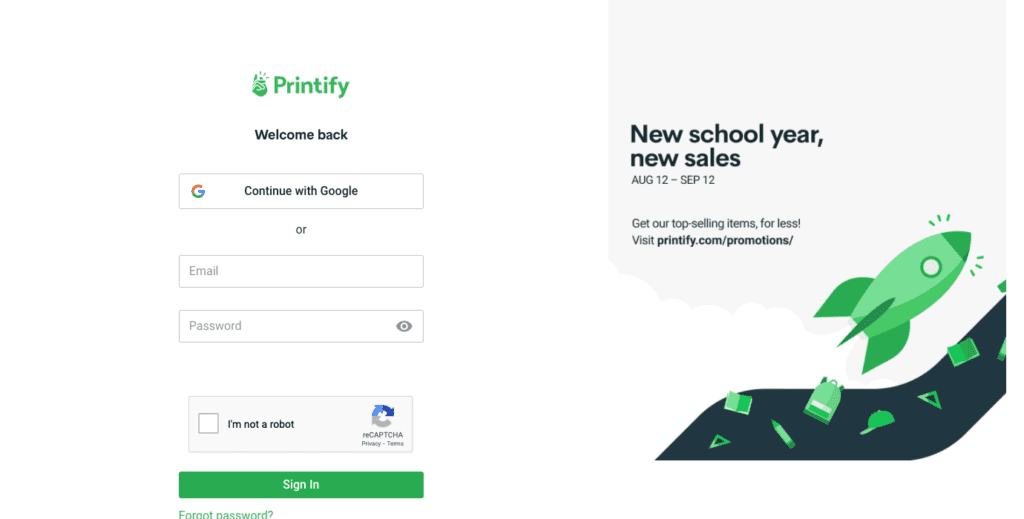 printify.com app loginScreenshot 1 Printify signup page