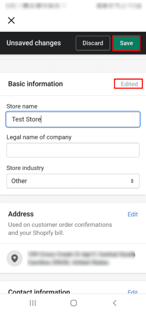 Save Shopify Store Name Change Android Mobile App Save Store Edits Shopify Android Mobile App