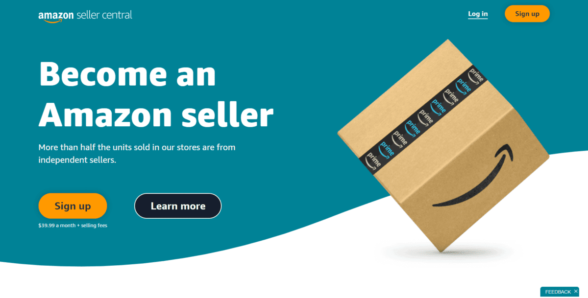 sellercentral.amazon.com Screenshot Sign up for a Seller Account