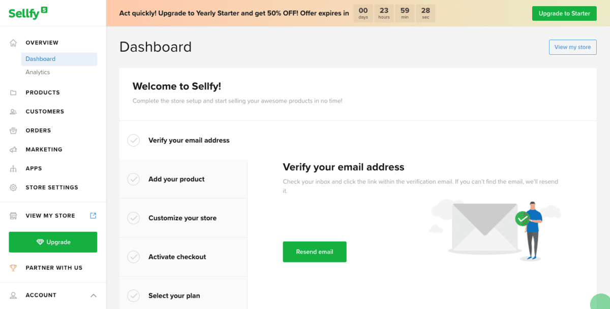 sellfy.com user dashboardScreenshot Sellfy Dashboard