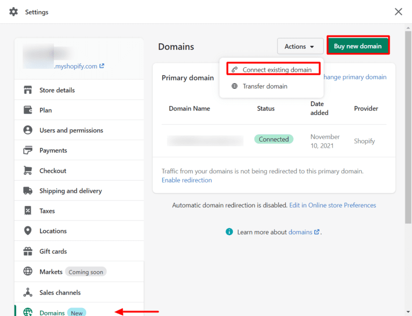 Shopify Connect Domain Shopify Connect Domain