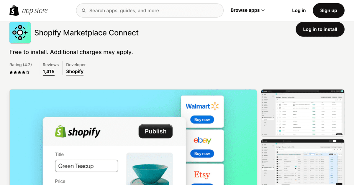 Shopify Marketplace Connect Sell on Amazon Walmart eBay and Etsy from Shopify Shopify App Sto Shopify Marketplace Connect